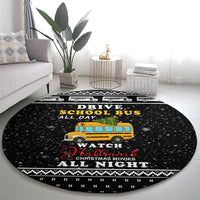 School Bus All Day Christmas Round Carpet Xmas Holiday Patterns - Wonder Print Shop