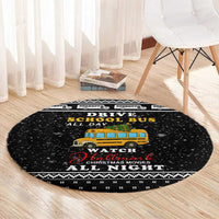 School Bus All Day Christmas Round Carpet Xmas Holiday Patterns - Wonder Print Shop