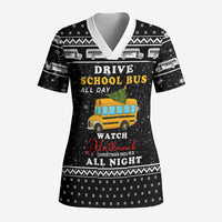 School Bus All Day Christmas Scrub Top Xmas Holiday Patterns - Wonder Print Shop