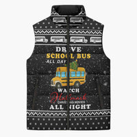 School Bus All Day Christmas Sleeveless Puffer Jacket Xmas Holiday Patterns - Wonder Print Shop