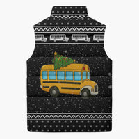 School Bus All Day Christmas Sleeveless Puffer Jacket Xmas Holiday Patterns - Wonder Print Shop