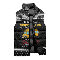 School Bus All Day Christmas Sleeveless Puffer Jacket Xmas Holiday Patterns - Wonder Print Shop