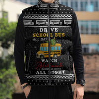 School Bus All Day Christmas Sleeveless Puffer Jacket Xmas Holiday Patterns - Wonder Print Shop