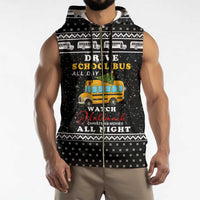 School Bus All Day Christmas Sleeveless Zip Hoodie Xmas Holiday Patterns - Wonder Print Shop