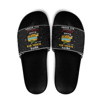 School Bus All Day Christmas Slide Sandals Xmas Holiday Patterns - Wonder Print Shop