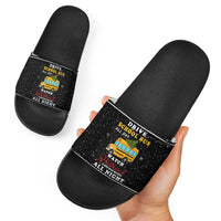 School Bus All Day Christmas Slide Sandals Xmas Holiday Patterns - Wonder Print Shop