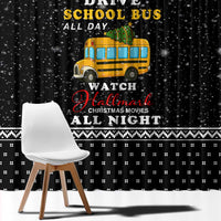 School Bus All Day Christmas Window Curtain Xmas Holiday Patterns - Wonder Print Shop