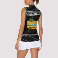 School Bus All Day Christmas Women Sleeveless Polo Shirt Xmas Holiday Patterns - Wonder Print Shop