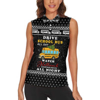 School Bus All Day Christmas Women Sleeveless Polo Shirt Xmas Holiday Patterns - Wonder Print Shop