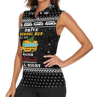 School Bus All Day Christmas Women Sleeveless Polo Shirt Xmas Holiday Patterns - Wonder Print Shop