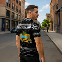 School Bus All Day Christmas Zipper Polo Shirt Xmas Holiday Patterns - Wonder Print Shop