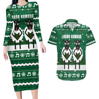 Sheep Baaa Humbug Christmas Couples Matching Long Sleeve Bodycon Dress and Hawaiian Shirt Xmas Holiday Patterns - Wonder Print Shop