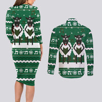 Sheep Baaa Humbug Christmas Couples Matching Long Sleeve Bodycon Dress and Long Sleeve Button Shirt Xmas Holiday Patterns - Wonder Print Shop