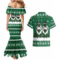 Sheep Baaa Humbug Christmas Couples Matching Mermaid Dress and Hawaiian Shirt Xmas Holiday Patterns - Wonder Print Shop
