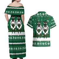 Sheep Baaa Humbug Christmas Couples Matching Off Shoulder Maxi Dress and Hawaiian Shirt Xmas Holiday Patterns - Wonder Print Shop