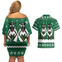 Sheep Baaa Humbug Christmas Couples Matching Off Shoulder Short Dress and Hawaiian Shirt Xmas Holiday Patterns - Wonder Print Shop
