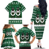 Sheep Baaa Humbug Christmas Family Matching Off The Shoulder Long Sleeve Dress and Hawaiian Shirt Xmas Holiday Patterns - Wonder Print Shop