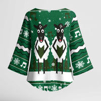 Sheep Baaa Humbug Christmas Kimono Sleeve Blouse Xmas Holiday Patterns - Wonder Print Shop