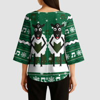 Sheep Baaa Humbug Christmas Kimono Sleeve Blouse Xmas Holiday Patterns - Wonder Print Shop