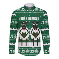 Sheep Baaa Humbug Christmas Long Sleeve Button Shirt Xmas Holiday Patterns - Wonder Print Shop