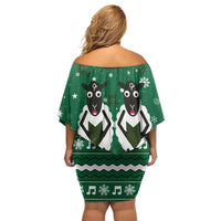 Sheep Baaa Humbug Christmas Off Shoulder Short Dress Xmas Holiday Patterns - Wonder Print Shop