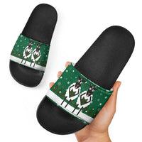 Sheep Baaa Humbug Christmas Slide Sandals Xmas Holiday Patterns - Wonder Print Shop