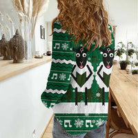 Sheep Baaa Humbug Christmas Women Casual Shirt Xmas Holiday Patterns - Wonder Print Shop