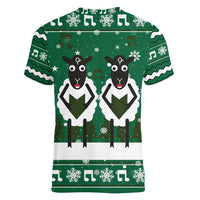 Sheep Baaa Humbug Christmas Women V-Neck T-Shirt Xmas Holiday Patterns - Wonder Print Shop