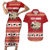 Sheep Merry Christmas Couples Matching Short Sleeve Bodycon Dress and Hawaiian Shirt Xmas Holiday Patterns - Wonder Print Shop