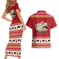 Sheep Merry Christmas Couples Matching Short Sleeve Bodycon Dress and Hawaiian Shirt Xmas Holiday Patterns - Wonder Print Shop