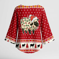Sheep Merry Christmas Kimono Sleeve Blouse Xmas Holiday Patterns - Wonder Print Shop