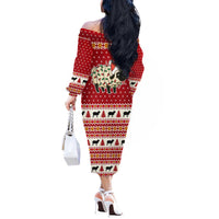Sheep Merry Christmas Off The Shoulder Long Sleeve Dress Xmas Holiday Patterns - Wonder Print Shop