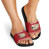 Sheep Merry Christmas Slide Sandals Xmas Holiday Patterns - Wonder Print Shop