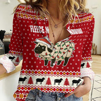 Sheep Merry Christmas Women Casual Shirt Xmas Holiday Patterns - Wonder Print Shop