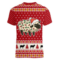 Sheep Merry Christmas Women V-Neck T-Shirt Xmas Holiday Patterns - Wonder Print Shop