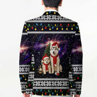 Siberian Husky Show Up Xmas Christmas Blazer Xmas Holiday Patterns - Wonder Print Shop