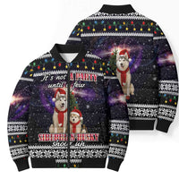 Siberian Husky Show Up Xmas Christmas Bomber Puffer Jacket Xmas Holiday Patterns - Wonder Print Shop