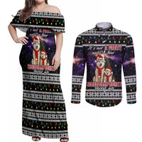 Siberian Husky Show Up Xmas Christmas Couples Matching Off Shoulder Maxi Dress and Long Sleeve Button Shirt Xmas Holiday Patterns - Wonder Print Shop