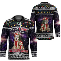 Siberian Husky Show Up Xmas Christmas Hockey Jersey Xmas Holiday Patterns - Wonder Print Shop