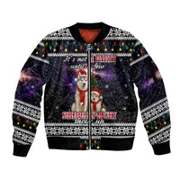 Siberian Husky Show Up Xmas Christmas Sleeve Zip Bomber Jacket Xmas Holiday Patterns - Wonder Print Shop