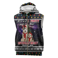 Siberian Husky Show Up Xmas Christmas Sleeveless Zip Hoodie Xmas Holiday Patterns - Wonder Print Shop