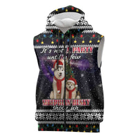 Siberian Husky Show Up Xmas Christmas Sleeveless Zip Hoodie Xmas Holiday Patterns - Wonder Print Shop