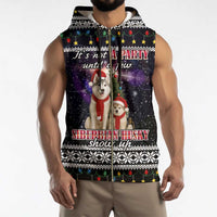 Siberian Husky Show Up Xmas Christmas Sleeveless Zip Hoodie Xmas Holiday Patterns - Wonder Print Shop