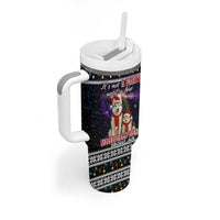 Siberian Husky Show Up Xmas Christmas Tumbler With Handle Xmas Holiday Patterns - Wonder Print Shop