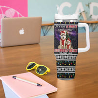Siberian Husky Show Up Xmas Christmas Tumbler With Handle Xmas Holiday Patterns - Wonder Print Shop