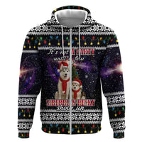 Siberian Husky Show Up Xmas Christmas Zip Hoodie Xmas Holiday Patterns - Wonder Print Shop
