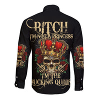 I'm Not A Princess I'm The Fcking Queen Long Sleeve Button Shirt - Wonder Print Shop