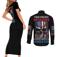 Tread Carefully Muthafuka Couples Matching Short Sleeve Bodycon Dress and Long Sleeve Button Shirt - Wonder Print Shop