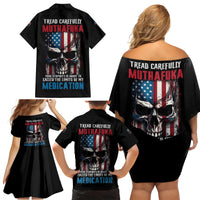 Tread Carefully Muthafuka Family Matching Off Shoulder Short Dress and Hawaiian Shirt - Wonder Print Shop