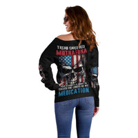 Tread Carefully Muthafuka Off Shoulder Sweater - Wonder Print Shop